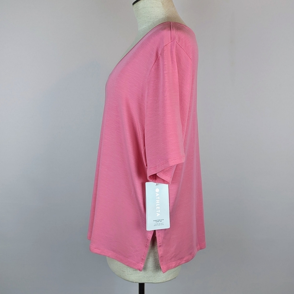 Athleta Nighttime Bliss Sleep Lounge T Short Sleeve Relaxed Fit Hot Pink XL NWT - Picture 8 of 13